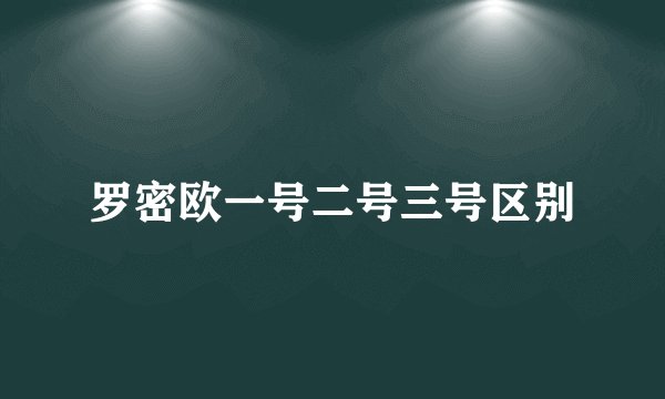 罗密欧一号二号三号区别