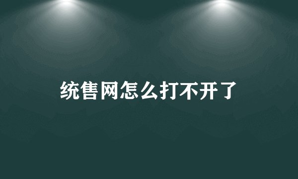 统售网怎么打不开了