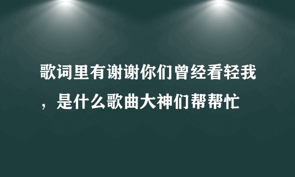 歌词里有谢谢你们曾经看轻我，是什么歌曲大神们帮帮忙