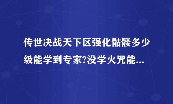 传世决战天下区强化骷髅多少级能学到专家?没学火咒能学强化骷髅吗?
