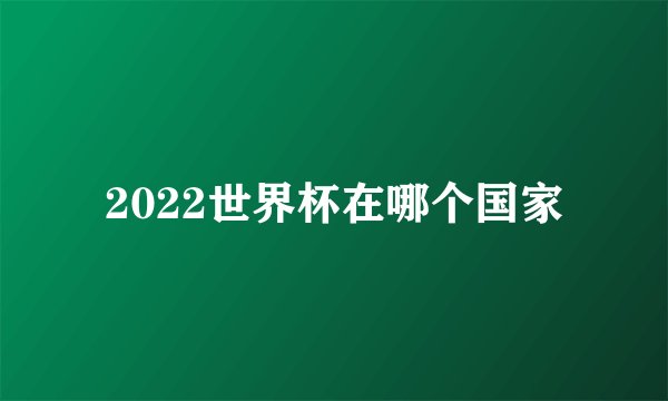 2022世界杯在哪个国家