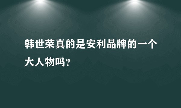 韩世荣真的是安利品牌的一个大人物吗？