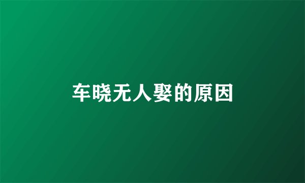 车晓无人娶的原因