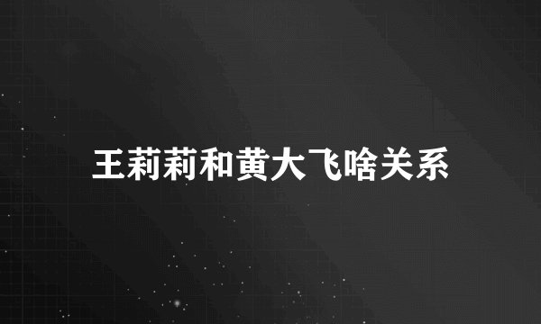 王莉莉和黄大飞啥关系