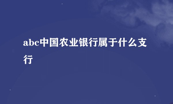 abc中国农业银行属于什么支行