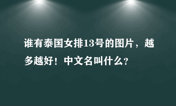 谁有泰国女排13号的图片，越多越好！中文名叫什么？