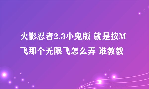 火影忍者2.3小鬼版 就是按M飞那个无限飞怎么弄 谁教教