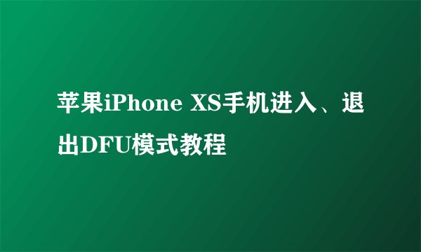 苹果iPhone XS手机进入、退出DFU模式教程