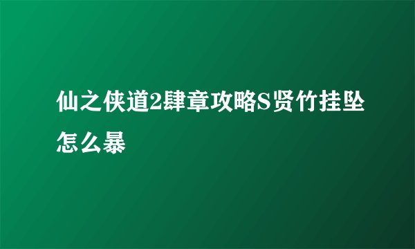 仙之侠道2肆章攻略S贤竹挂坠怎么暴