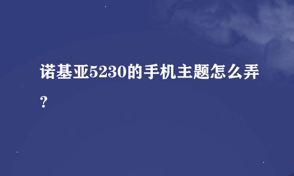 诺基亚5230的手机主题怎么弄？