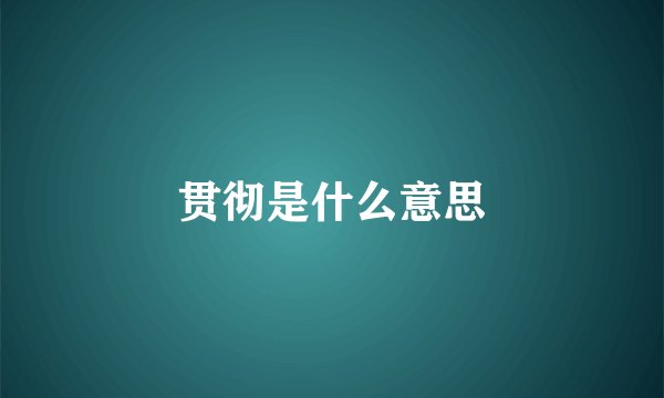 贯彻是什么意思
