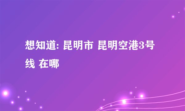 想知道: 昆明市 昆明空港3号线 在哪