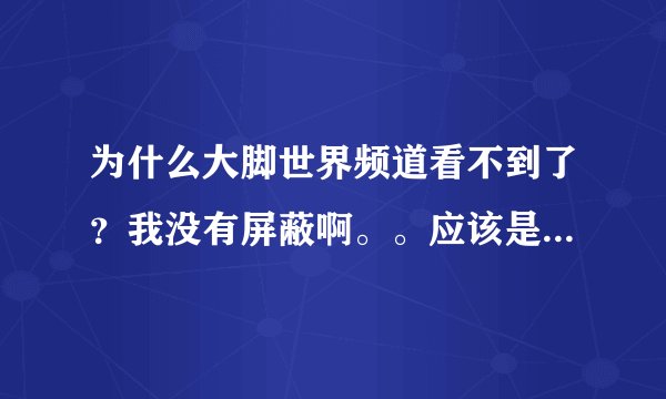 为什么大脚世界频道看不到了？我没有屏蔽啊。。应该是我重新弄插件弄得，怎么调回来？其他的都好好的