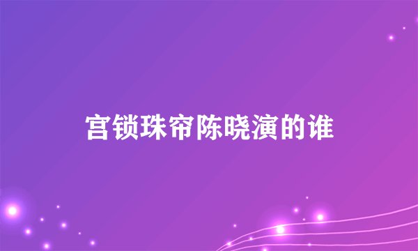 宫锁珠帘陈晓演的谁