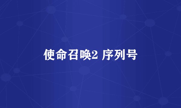使命召唤2 序列号