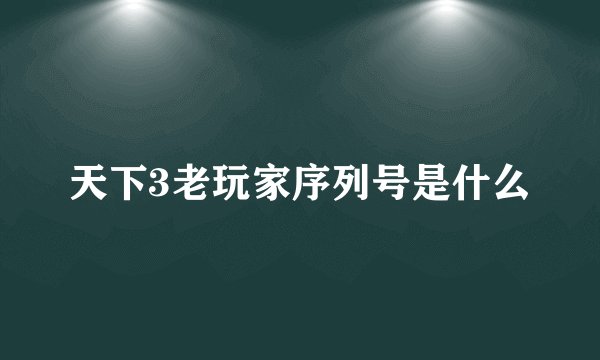 天下3老玩家序列号是什么