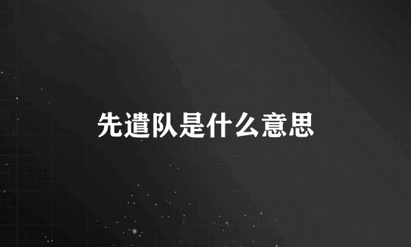 先遣队是什么意思