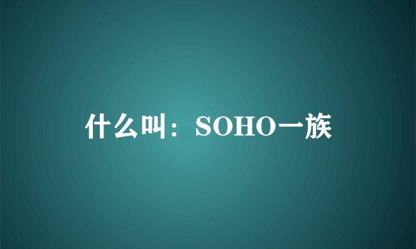 什么叫：SOHO一族