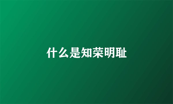 什么是知荣明耻