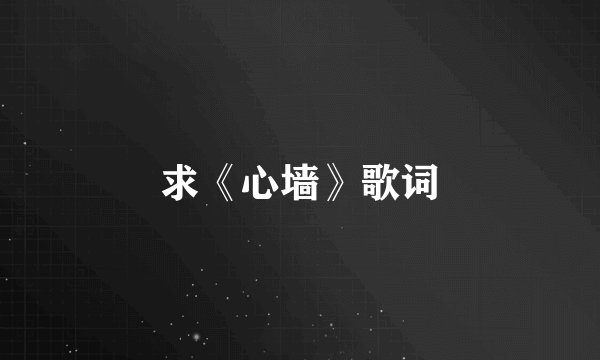 求《心墙》歌词