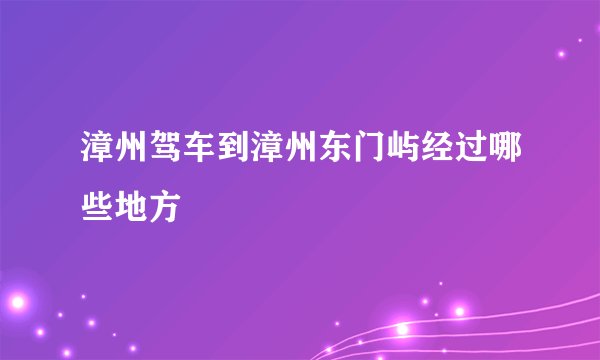 漳州驾车到漳州东门屿经过哪些地方
