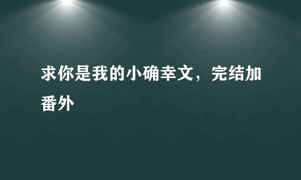 求你是我的小确幸文，完结加番外