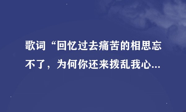 歌词“回忆过去痛苦的相思忘不了，为何你还来拨乱我心跳”是哪首歌啊，歌名是什么？谢啦