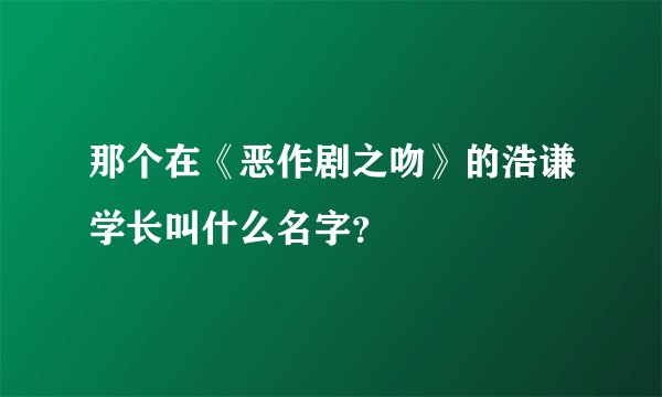 那个在《恶作剧之吻》的浩谦学长叫什么名字？