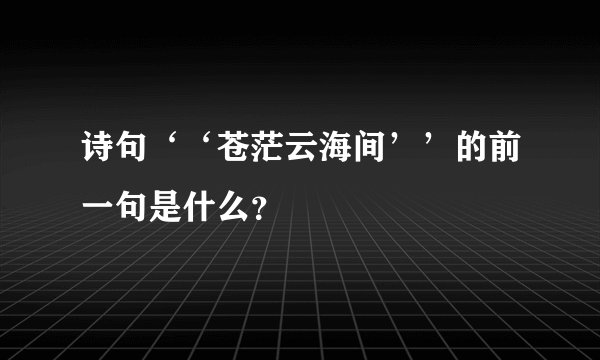 诗句‘‘苍茫云海间’’的前一句是什么？