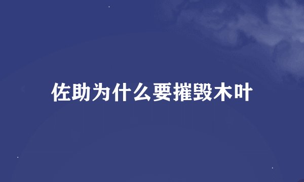 佐助为什么要摧毁木叶