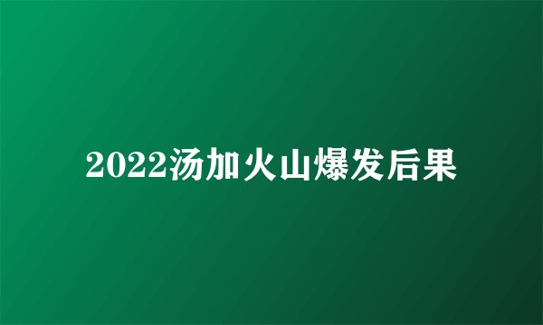 2022汤加火山爆发后果