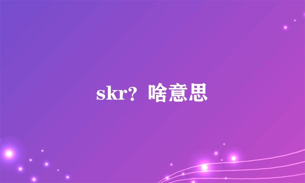 skr？啥意思