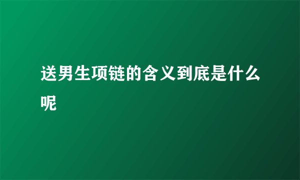 送男生项链的含义到底是什么呢