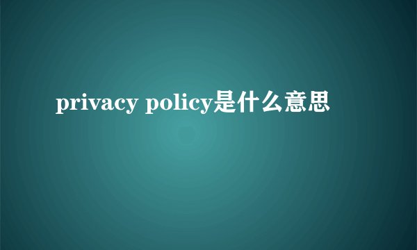 privacy policy是什么意思