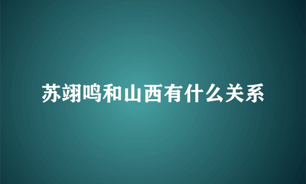 苏翊鸣和山西有什么关系