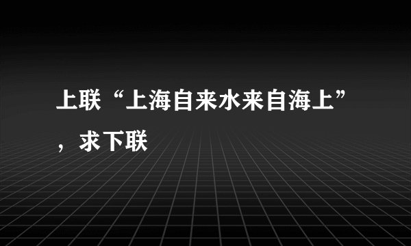 上联“上海自来水来自海上”，求下联