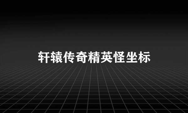 轩辕传奇精英怪坐标