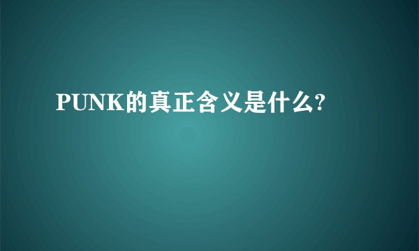 PUNK的真正含义是什么?