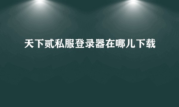 天下贰私服登录器在哪儿下载