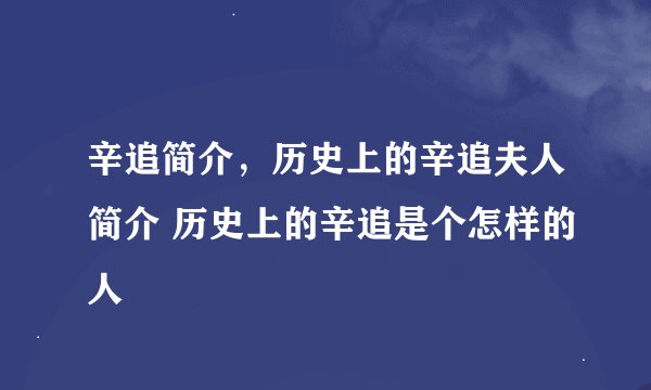辛追简介，历史上的辛追夫人简介 历史上的辛追是个怎样的人