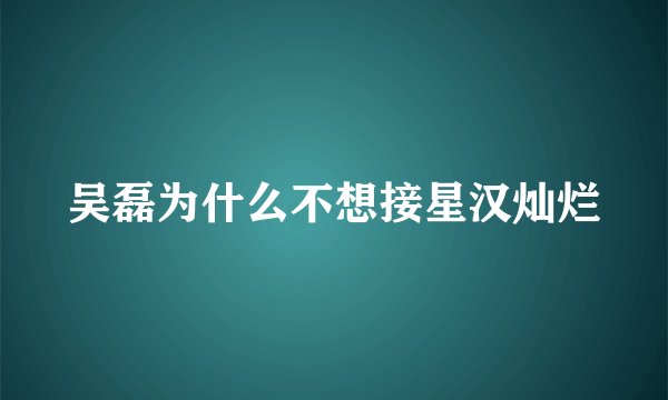 吴磊为什么不想接星汉灿烂