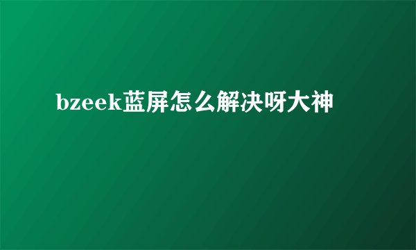 bzeek蓝屏怎么解决呀大神
