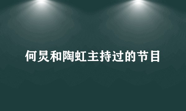 何炅和陶虹主持过的节目