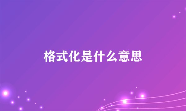 格式化是什么意思