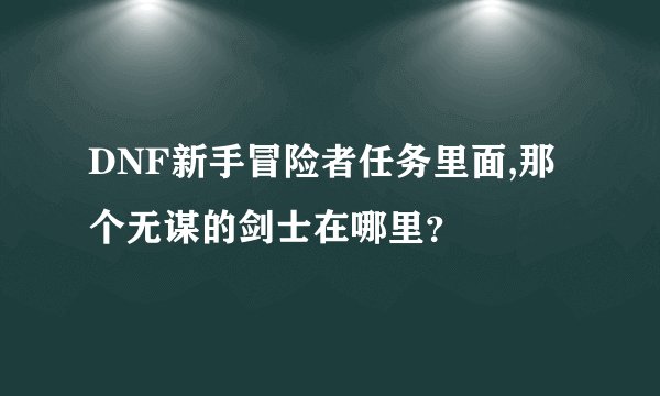 DNF新手冒险者任务里面,那个无谋的剑士在哪里？