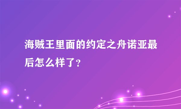 海贼王里面的约定之舟诺亚最后怎么样了？