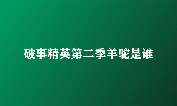 破事精英第二季羊驼是谁