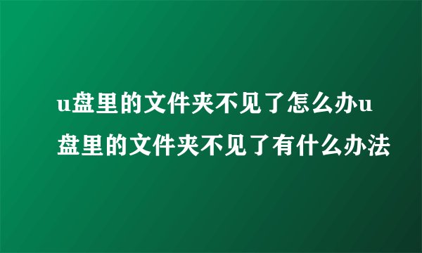 u盘里的文件夹不见了怎么办u盘里的文件夹不见了有什么办法