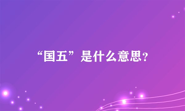 “国五”是什么意思？
