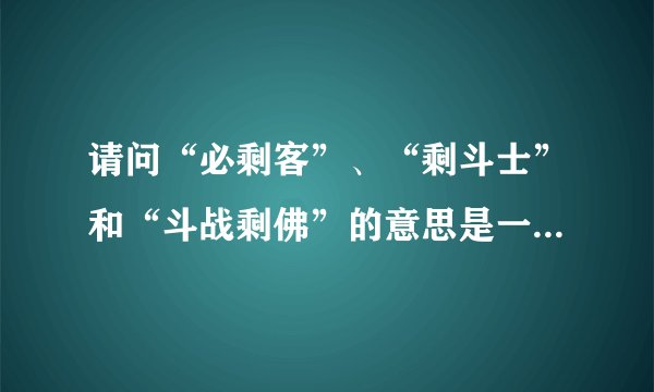 请问“必剩客”、“剩斗士”和“斗战剩佛”的意思是一样的吗？它们是什么意思？